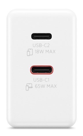 Ładowarka sieciowa Lenovo G0A6065WEU GaN 2x USB-C 65W biała