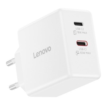 Ładowarka sieciowa Lenovo G0A6065WEU GaN 2x USB-C 65W biała