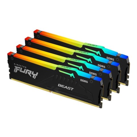 Pamięć DDR5 Kingston FURY Beast RGB 64GB (4x16GB) 5600MHz CL40 1,25V Black XMP