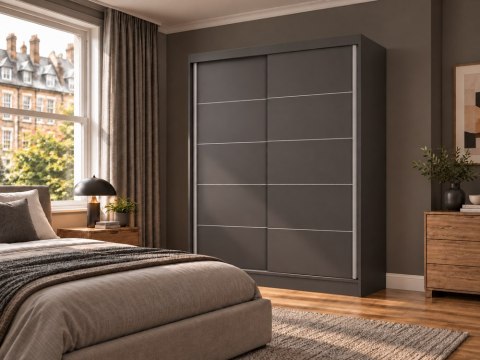 SZAFA Przesuwna IGA 120 CM C ANTRACYT SZPROSY - Nowoczesny Design