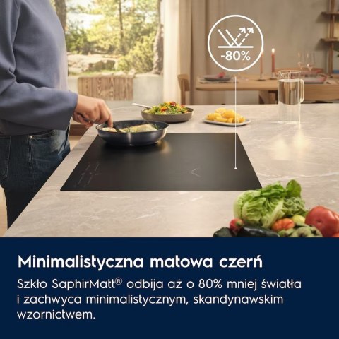 Płyta indukcyjna ELECTROLUX EIS87453IZ SaphirMatt 77 cm | SenseBoil | Hob2Hood | PowerBoost | czarny mat | bezramkowa