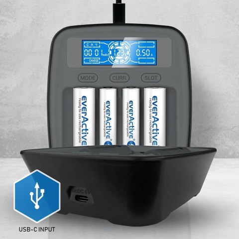 EVERACTIVE ŁADOWARKA DO AKMULATORÓW NI-MH USB-C NC1000MV2