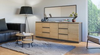 Komoda COSTA 1D3S/2D3S BA ANTRACYT DĄB ARTISAN
