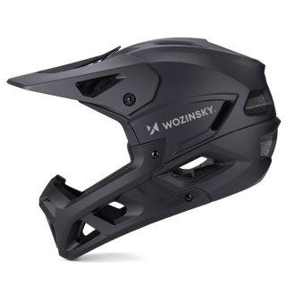 Kask rowerowy pełny z odpinanym daszkiem 57-62 cm - czarny
