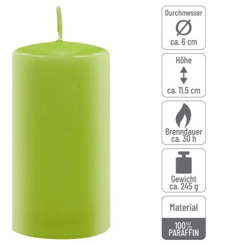 Zestaw świec słupkowych, 11,5 cm, Ø 6 cm, jasnozielony, 6szt