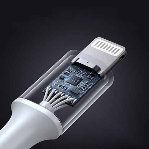 Kabel przewód USB-C - iPhone Lightning MFi 1m - srebrny