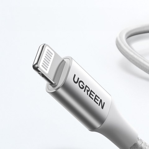 Kabel przewód USB-C - iPhone Lightning MFi 1m - srebrny