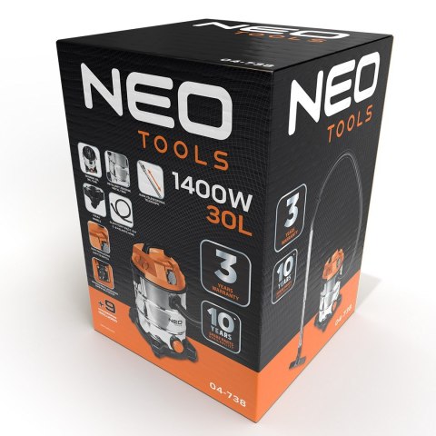 NEO TOOLS Odkurzacz przemysłowy 1400W, zbiornik 30 L