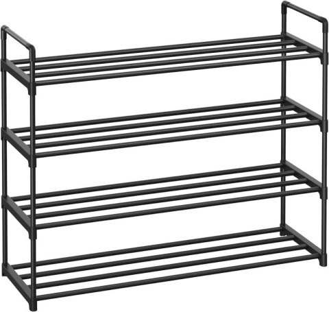 Czarny regał na buty 4-poziomowy metalowy 92x30x74 cm