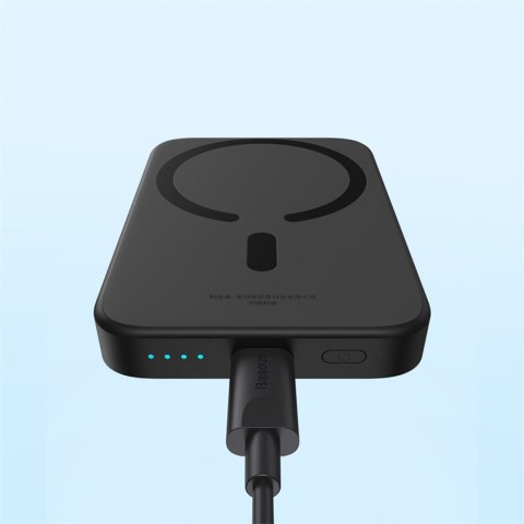 Powerbank indukcyjny 6000mAh 20W z kablem USB-C Magnetic Mini Air - czarny