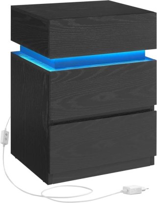 Stolik nocny LED czarny, 3 szuflady, designerski, 40x35x55cm