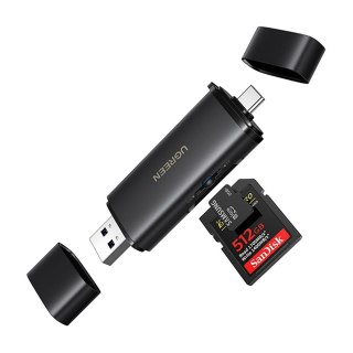 Czytnik kart pamięci 2w1 SD microSD USB-C USB-A UHS-II - czarny