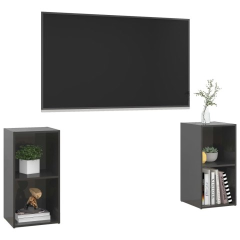 Szafki TV, 2 szt., szare, wysoki połysk, 72x35x36,5 cm, płyta