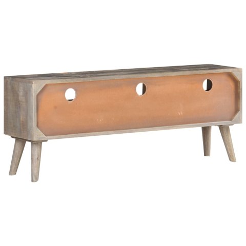 Szafka pod TV, szara, 130x35x51 cm, lite, surowe drewno mango