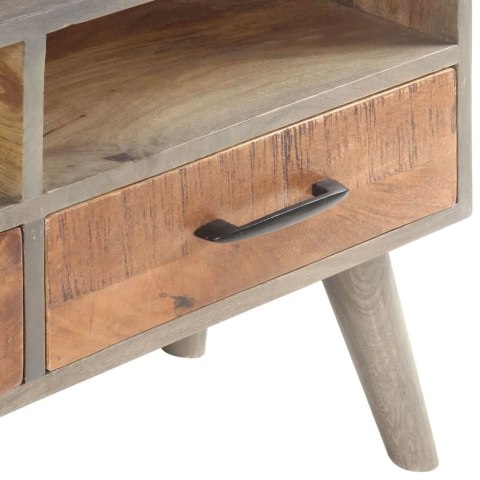 Szafka pod TV, szara, 130x35x51 cm, lite, surowe drewno mango
