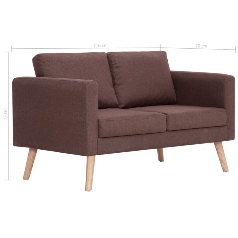 2-osobowa sofa tapicerowana tkaniną, brązowa