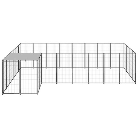 Kojec dla psa, czarny, 10,89 m², stalowy