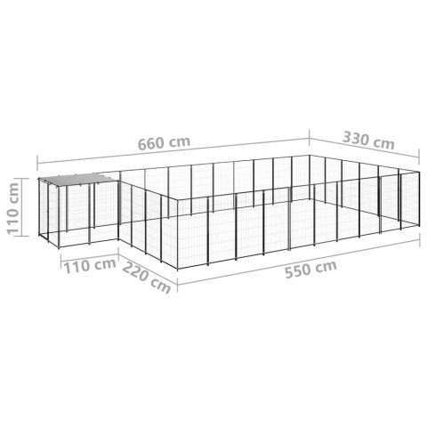 Kojec dla psa, czarny, 19,36 m², stalowy
