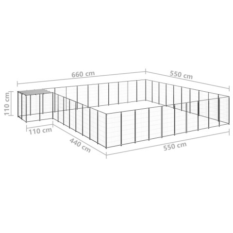 Kojec dla psa, czarny, 31,46 m², stalowy