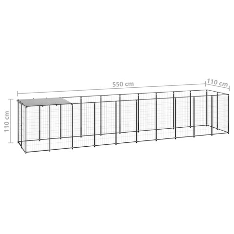 Kojec dla psa, czarny, 6,05 m², stalowy