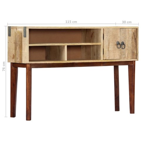 Stolik konsola, 115x30x76 cm, lite surowe drewno mango
