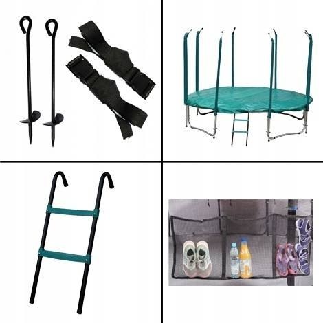 Trampolina Ogrodowa Jumpi 435cm/14FT Maxy Comfort Niebieska Z Wewnętrzną Siatką