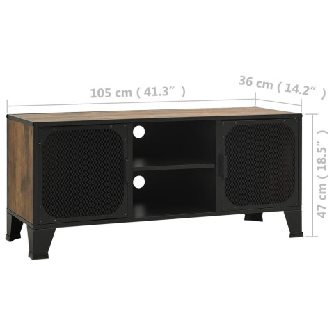 Szafka pod telewizor, rustykalny brąz, 105x36x47cm, metal i MDF