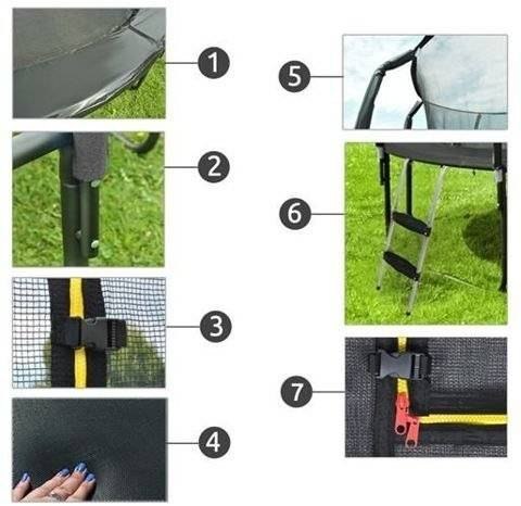 Trampolina Ogrodowa Jumpi 374cm/12FT Maxy Comfort Plus Żółta Z Wewnętrzną Siatką