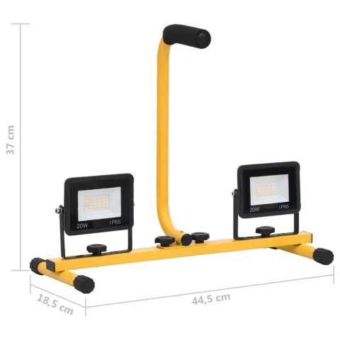 Reflektor LED z uchwytem, 2x20 W, zimne białe światło