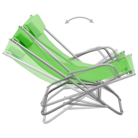 Krzesła bujane, 2 szt., stal, zielone