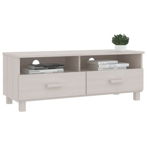 Szafka pod TV, biała, 106x40x40 cm, lite drewno sosnowe
