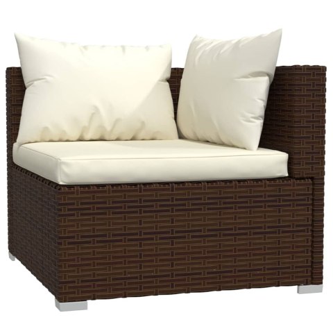 3-osobowa sofa z poduszkami, brązowa, polirattan