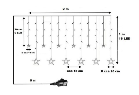 Dekoracja świąteczna - świecące gwiazdki, 150LED, zimna biel