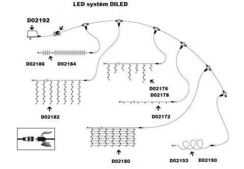 DiLED świetlna kurtyna - 200 LED, ciepła biel