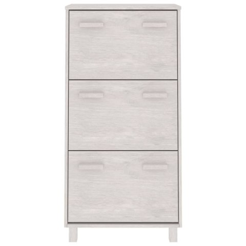 Szafka na buty, biała, 59,5x35x117 cm, lite drewno sosnowe