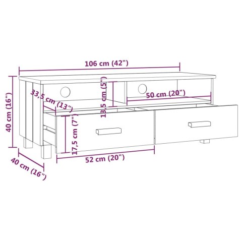 Szafka pod TV, ciemnoszara, 106x40x40 cm, lite drewno sosnowe