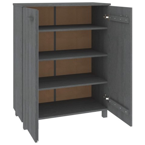 Szafka na buty, ciemnoszara 85x40x108 cm, lite drewno sosnowe