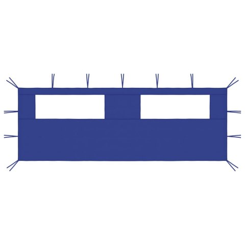Ścianka z oknami do altany, 6x2 m, niebieska