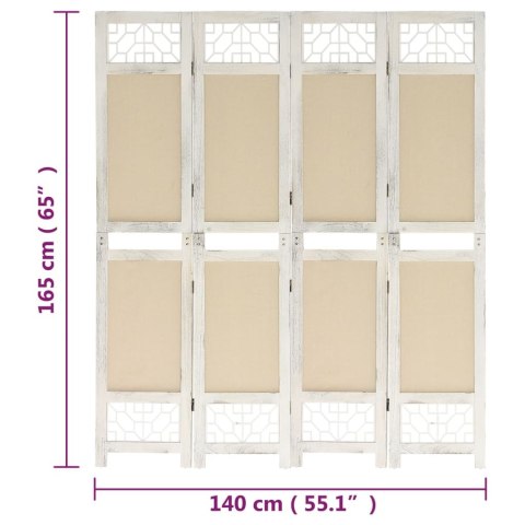 338559 4-Panel Room Divider Cream 140x165 cm Fabric