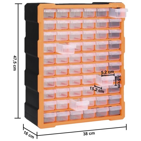 Organizer z 60 szufladkami, 38x16x47,5 cm