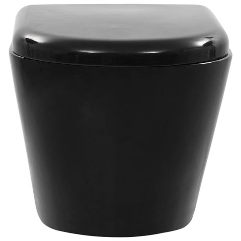 Wisząca toaleta bez kołnierza, ceramiczna, czarna