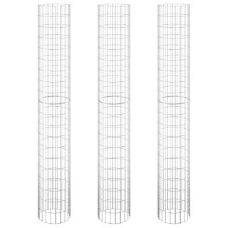 Okrągłe donice gabionowe, podniesione, 3 szt., stal, Ø30x200 cm