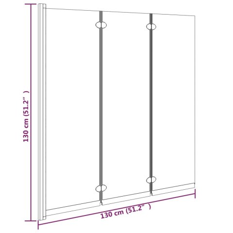 Składany parawan nawannowy, 3 panele, 130x130 cm, ESG, czarny