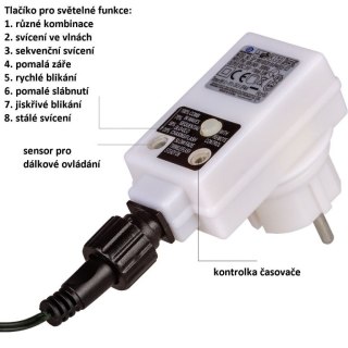 Świąteczna kurtyna 5 gwiazdek, 61 LED, zimna biel, pilot