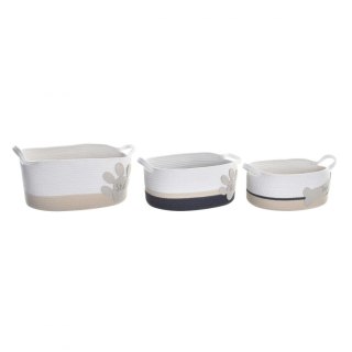 Zestaw koszyków DKD Home Decor Biały Szary Krem 60 x 31 x 25 cm 3 Części