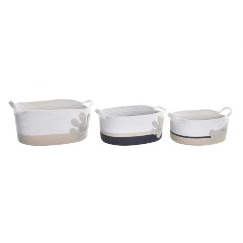 Zestaw koszyków DKD Home Decor Biały Szary Krem 60 x 31 x 25 cm 3 Części