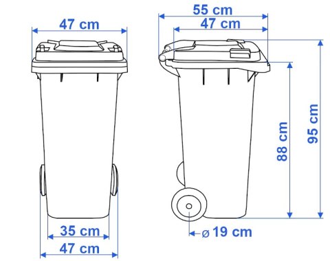 Pojemnik na odpady 120L kosz - czarny