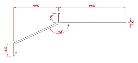 Profil aluminiowy balkonowy prosty MAXI 40mm 2,5m aluminium