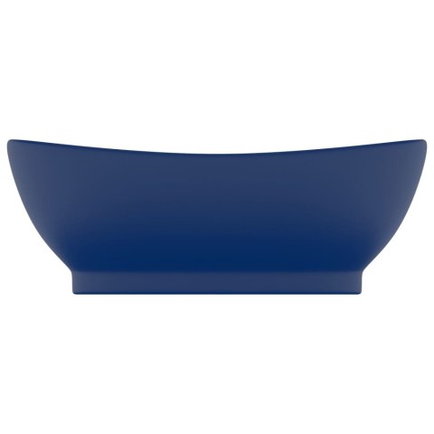 Owalna umywalka z przelewem, matowy granat, 58,5x39cm, ceramika