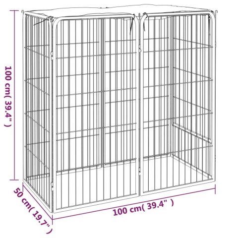 Kojec dla psa, 6 paneli, czarny, 50x100 cm, stalowy